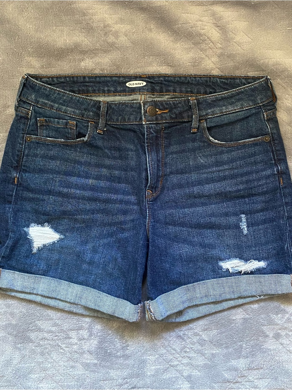 Old Navy Blue Distressed Roll-Cuff Denim Shorts